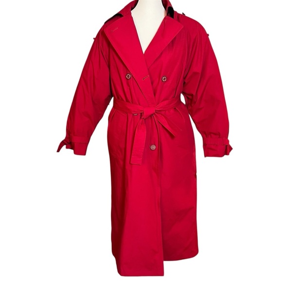 VTG NWT London Fog Red Trench Coat Zip Out Down Lining Rain Winter Womens Size 6 - Picture 1 of 13